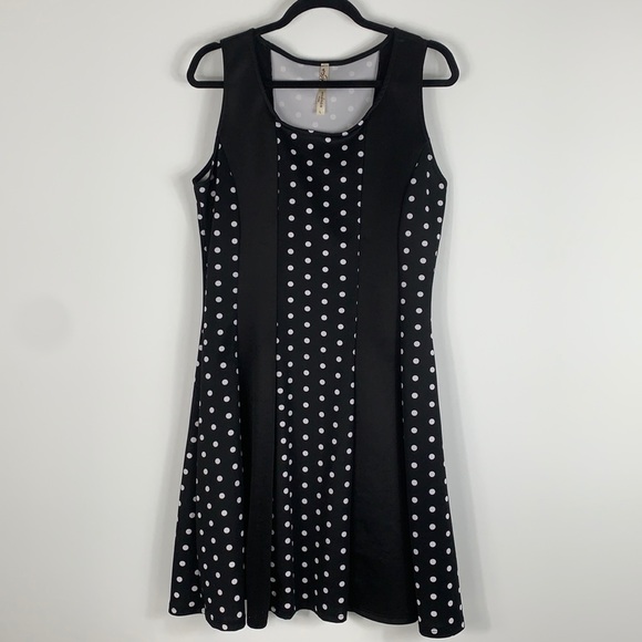 Andrea black/white polka dot sleeveless dress Lg - Picture 1 of 6